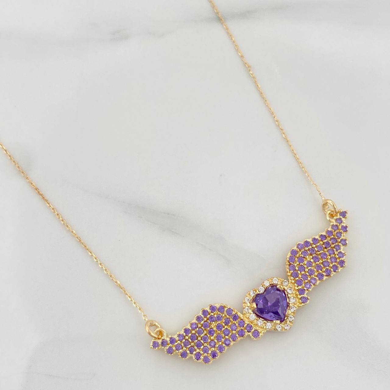 Cadena Aro Seguido Alas Corazon 3.85g / 18 in / 0.76mm Oro Amarillo 18K