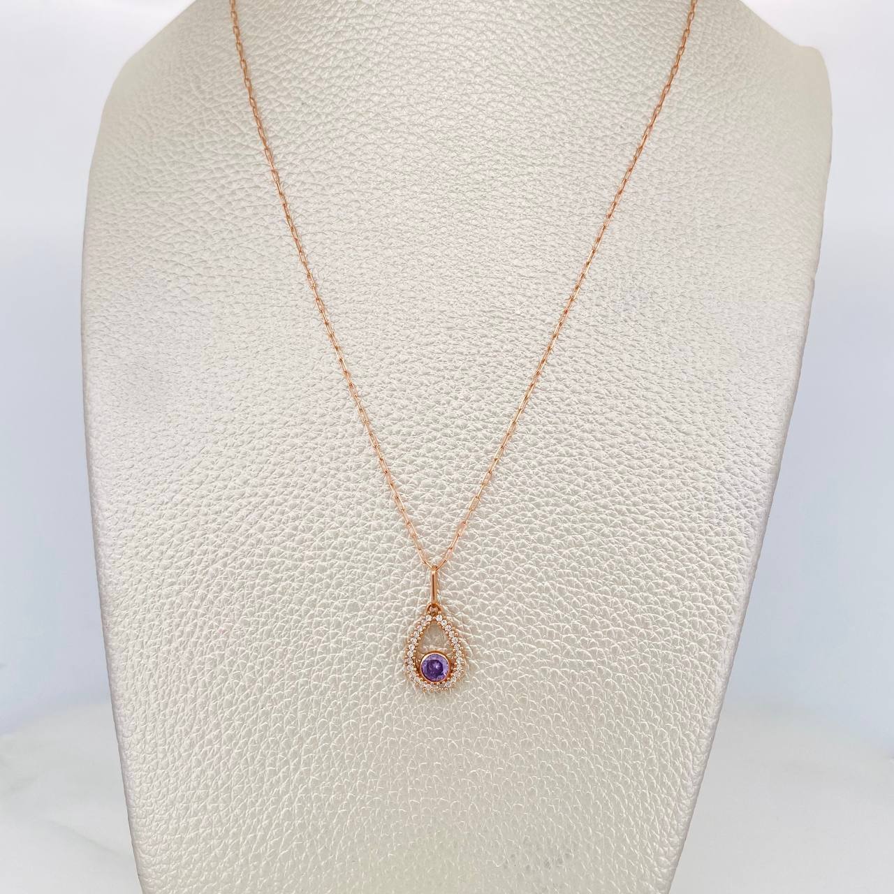 Set Chain Drawer + Halo Pendant / 1.8g / 18 in Rose Gold 18K