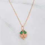 Set Cadena Cajón + Dije Trebol / 1.95g / 18 in Oro Rosa 18K