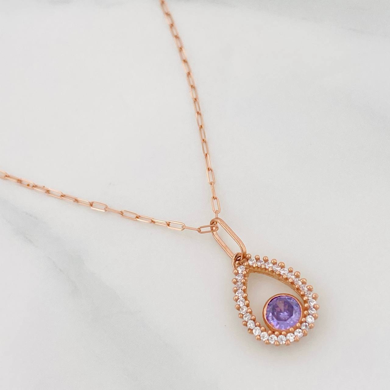 Set Chain Drawer + Halo Pendant / 1.8g / 18 in Rose Gold 18K