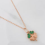 Set Cadena Cajón + Dije Trebol / 1.95g / 18 in Oro Rosa 18K