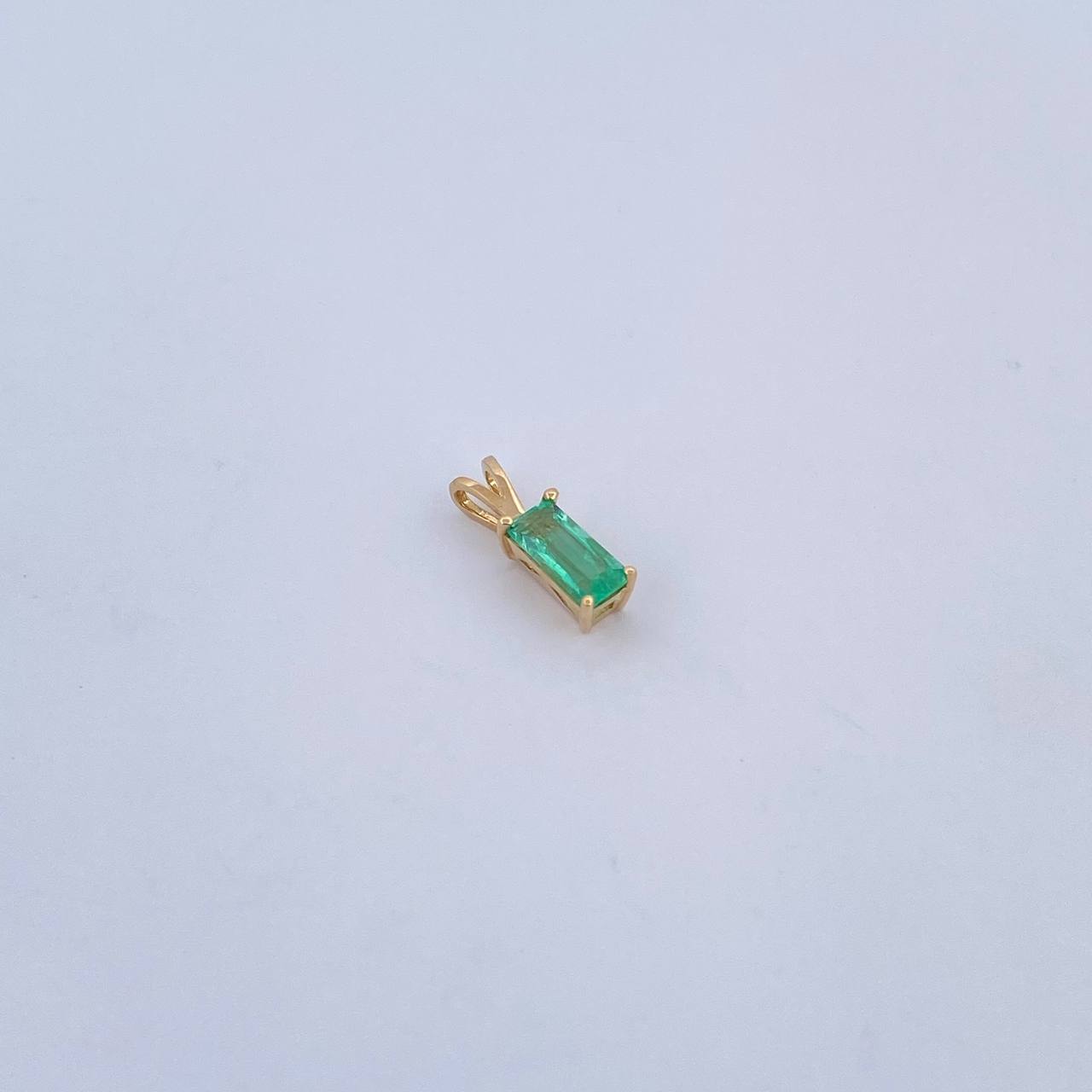 Pendant Rectangle 0.45gr / 1.1cm / Emerald 37 Pts 18K Yellow Gold (Jewel) &