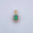Pendant Dense Rectangle 1.9gr / 1.9cm / Emerald 70 Pts Diamonds 20 Pts Two Yellows White Gold 18K (Jewel) &