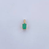 Dije Rectangulo 0.55gr / 1cm / Esmeralda 54 Pts Oro Amarillo 18K (Joya) &