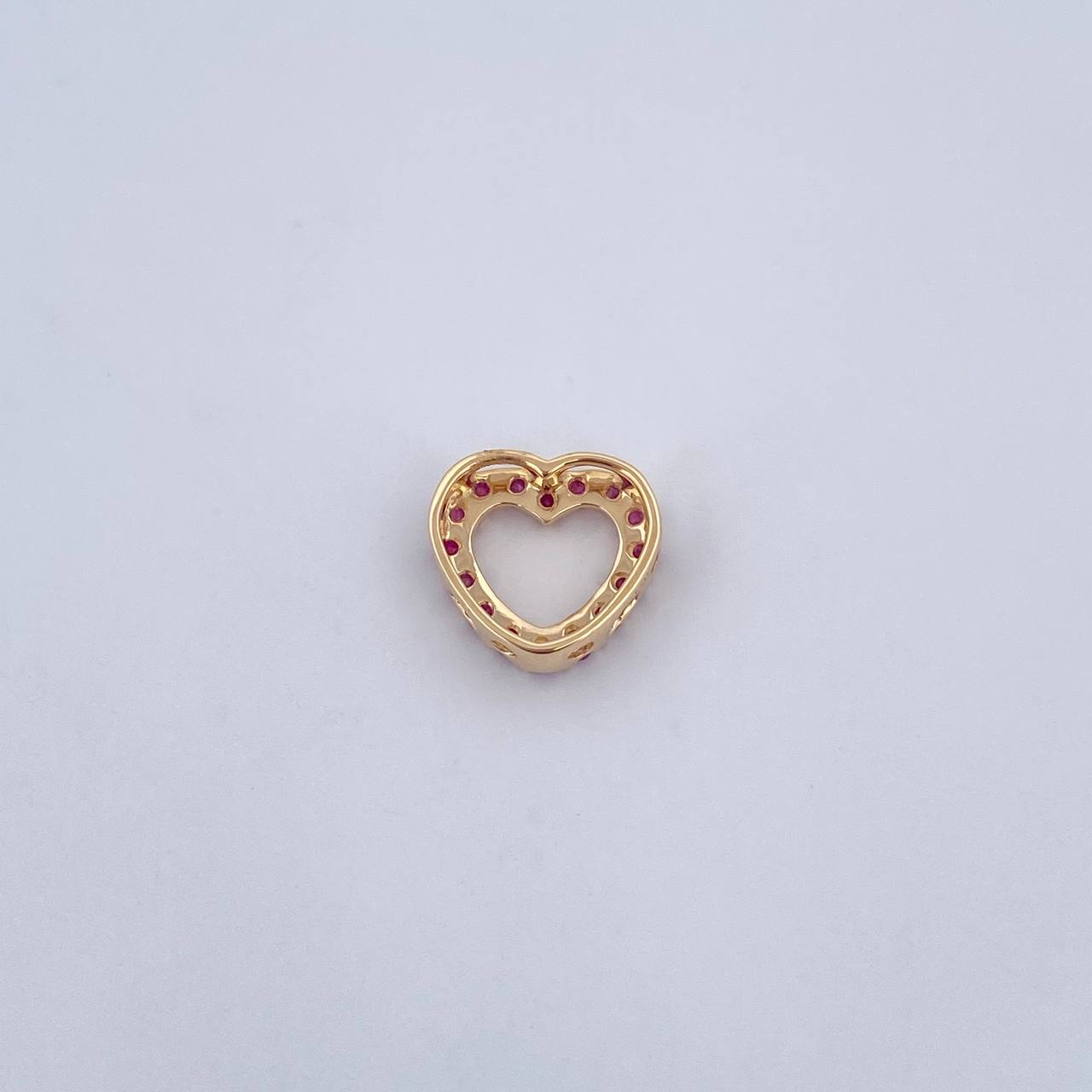 Pendant Heart Silhouette 0.95gr / 1cm / Rubies 39 Pts 18K Yellow Gold (Jewel) &