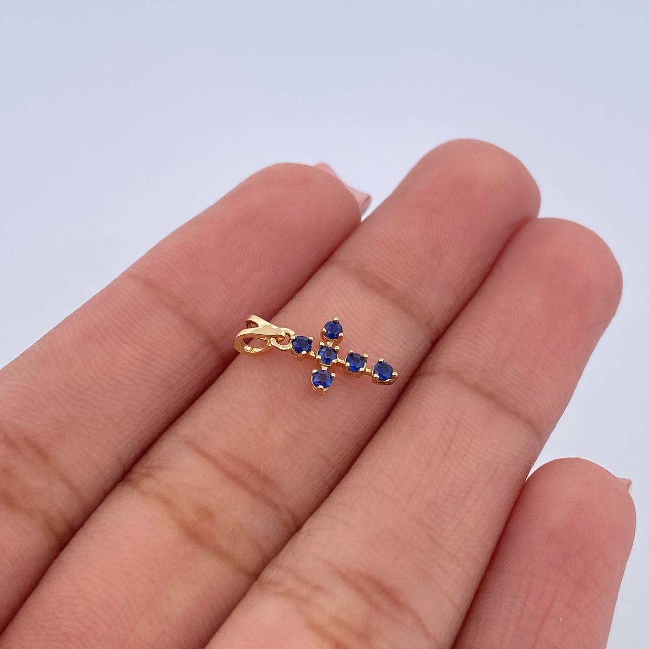 Pendant Cross 0.35gr / 1.3cm / Sapphires 18 Pts 18K Yellow Gold (Jewel) &