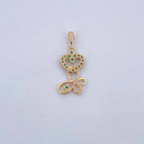 Dije Silueta Corazon Mariposa 1.35gr / 2.5cm / Esmeraldas 19 Pts Oro Amarillo 18K (Joya) &