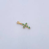 Dije Cruz 0.45gr / 1.6cm / Esmeraldas 14 Pts Oro Amarillo 18K (Joya) &