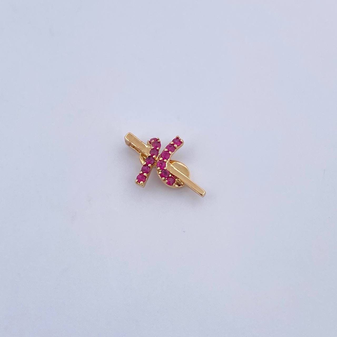 Dije Cruz Astracta 0.95gr / 1.5cm / Rubies 17 Pts Oro Amarillo 18K (Joya) &