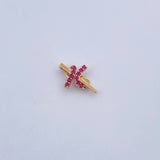 Dije Cruz Astracta 0.95gr / 1.5cm / Rubies 17 Pts Oro Amarillo 18K (Joya) &
