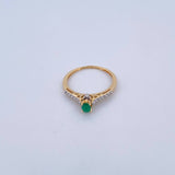 Solitaire Ring Churumbela 1.9gr / Size 6 3/4 / Emeralds 14 Pts Diamonds 11 Pts Two Yellows White Gold 18K (Jewelry) &