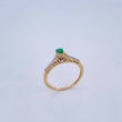 Solitaire Ring Churumbela 1.9gr / Size 6 3/4 / Emeralds 14 Pts Diamonds 11 Pts Two Yellows White Gold 18K (Jewelry) &