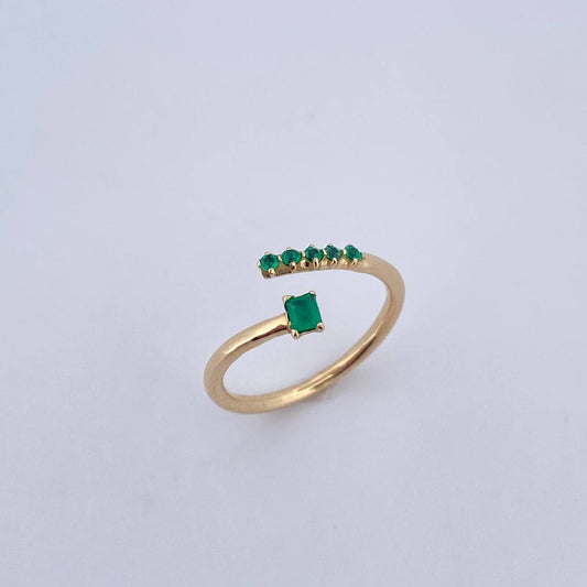 Hug Ring 2.05gr / T6 / Emeralds 22 Pts 18K Yellow Gold (Jewel) &