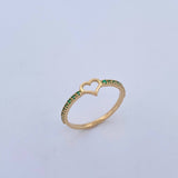 Heart Silhouette Ring 1.45gr / Size 7 3/4 / Emeralds 16 Pts 18K Yellow Gold (Jewel) &