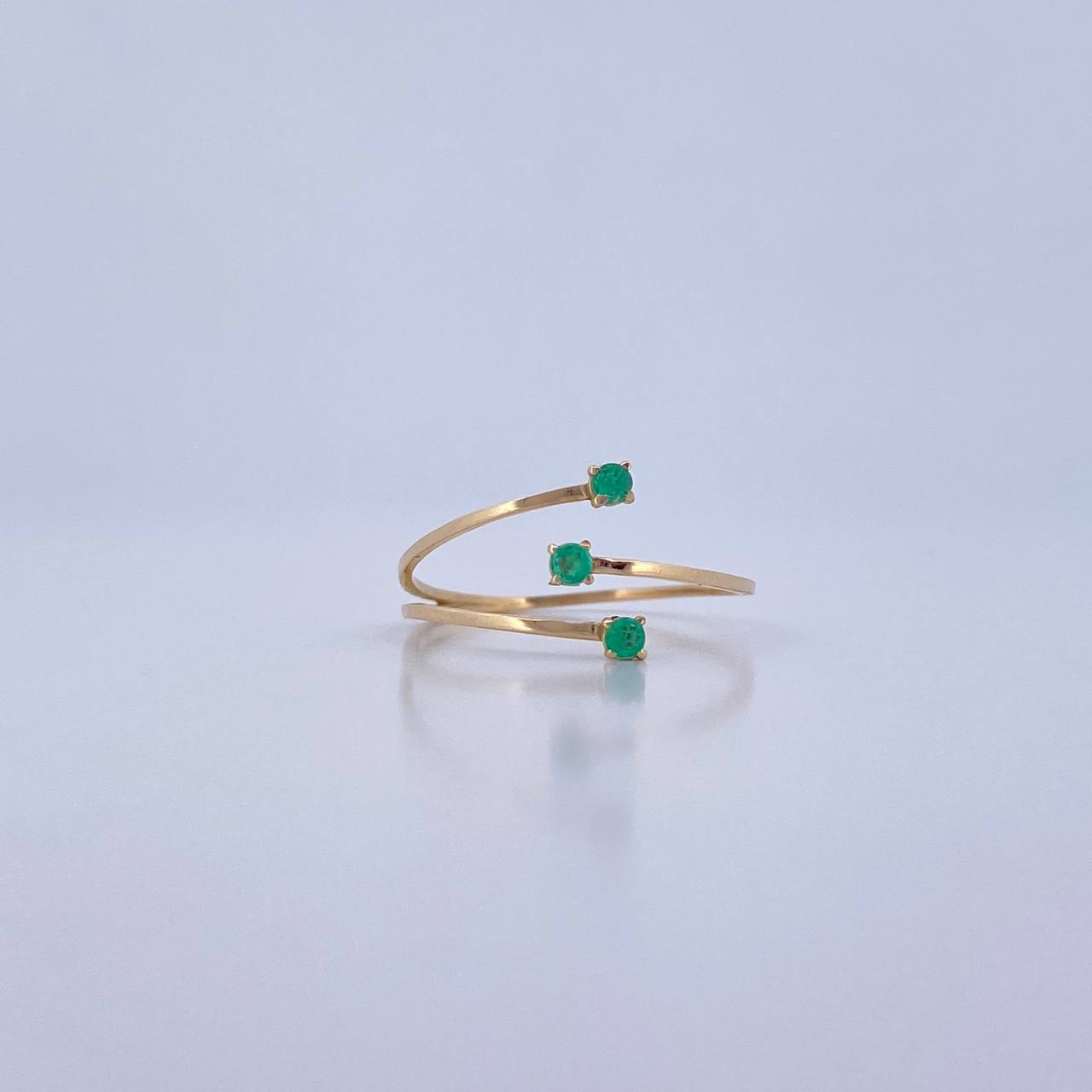 Ring Lines 1gr / T9 1/4 / Emeralds 6 Pts 18K Yellow Gold (Jewel) &