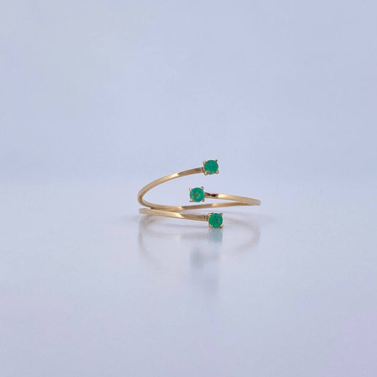Ring Lines 1.05gr / T8 / Emeralds 6 Pts 18K Yellow Gold (Jewel) &