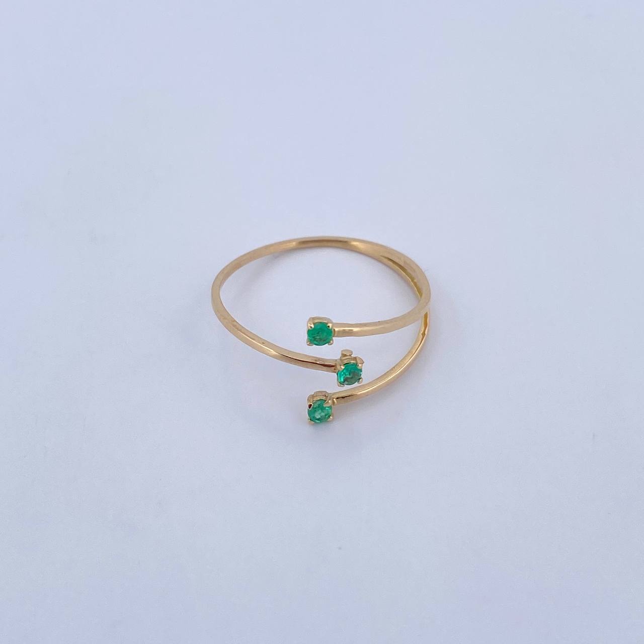 Ring Lines 1gr / T9 1/4 / Emeralds 6 Pts 18K Yellow Gold (Jewel) &