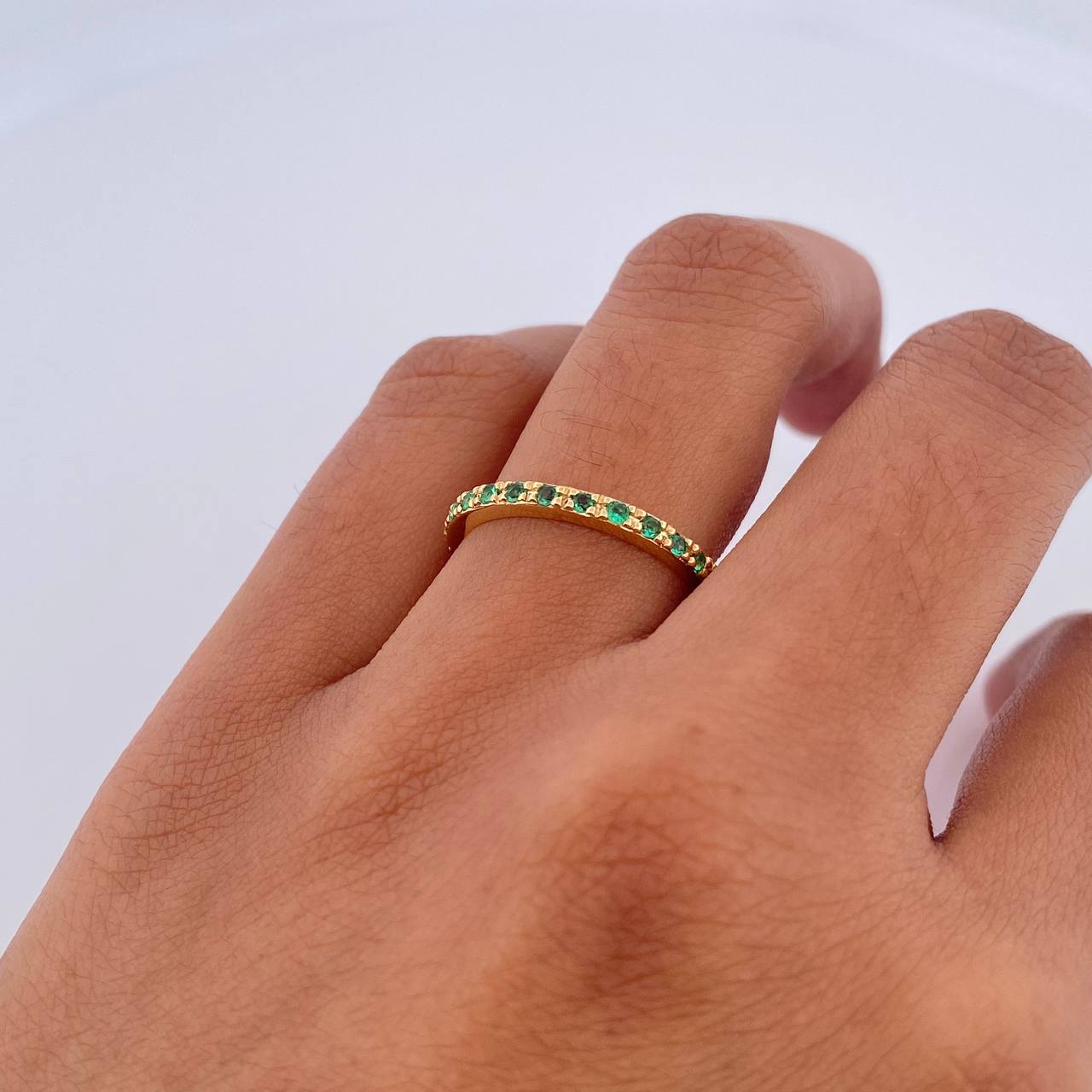 Ring Band Churumbela 1.5gr / T5 1/4 / Emeralds 12 Pts 18K Yellow Gold (Jewel) &