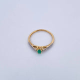 Ring Solitaire Churumbela 1.25gr / Size 6 3/4 / Emeralds 13 Pts Diamonds 11 Pts Two Yellows Whites 18K Gold (Jewel) &