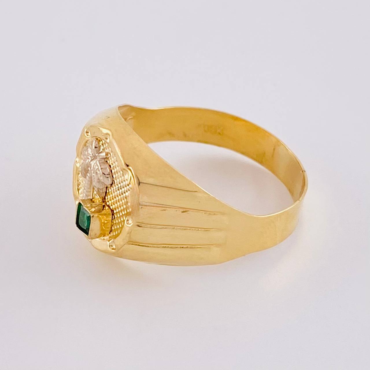 Round Palm Tree Ring 3.45 g / T11 Two-Tone Yellow White Gold 18K