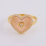 Anillo Corazón Diamantado Con Marco 2.85 g / T7 1/4 Dos Oros Amarillo Rosa 18K