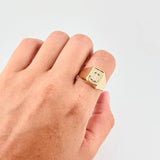 Anillo Sello Ancla Cuadrado 3.3 g / T10 1/4 Dos Oros Amarillo Blanco 18K