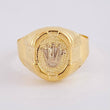 Oval Crown Signet Ring With Frame 3.7 g / T11 1/2 Two-Tone Yellow White Gold 18K