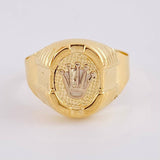 Oval Crown Signet Ring With Frame 3.75 g / T11 1/4 Two-Tone Yellow White Gold 18K