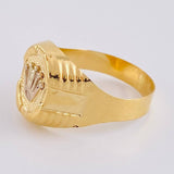 Oval Crown Signet Ring With Frame 3.7 g / T10 1/2 Two-Tone Yellow White Gold 18K
