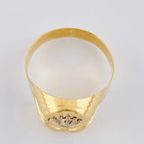 Oval Crown Signet Ring With Frame 3.7 g / T10 1/2 Two-Tone Yellow White Gold 18K
