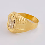 Oval Frame Eagle Ring 3.7 g / T9 3/4 Two-Tone Yellow White Gold 18K