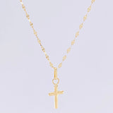 Set Mirror Flower Chain + Plain Cross Pendant / 1gr / 17 3/4 in 18K Yellow Gold