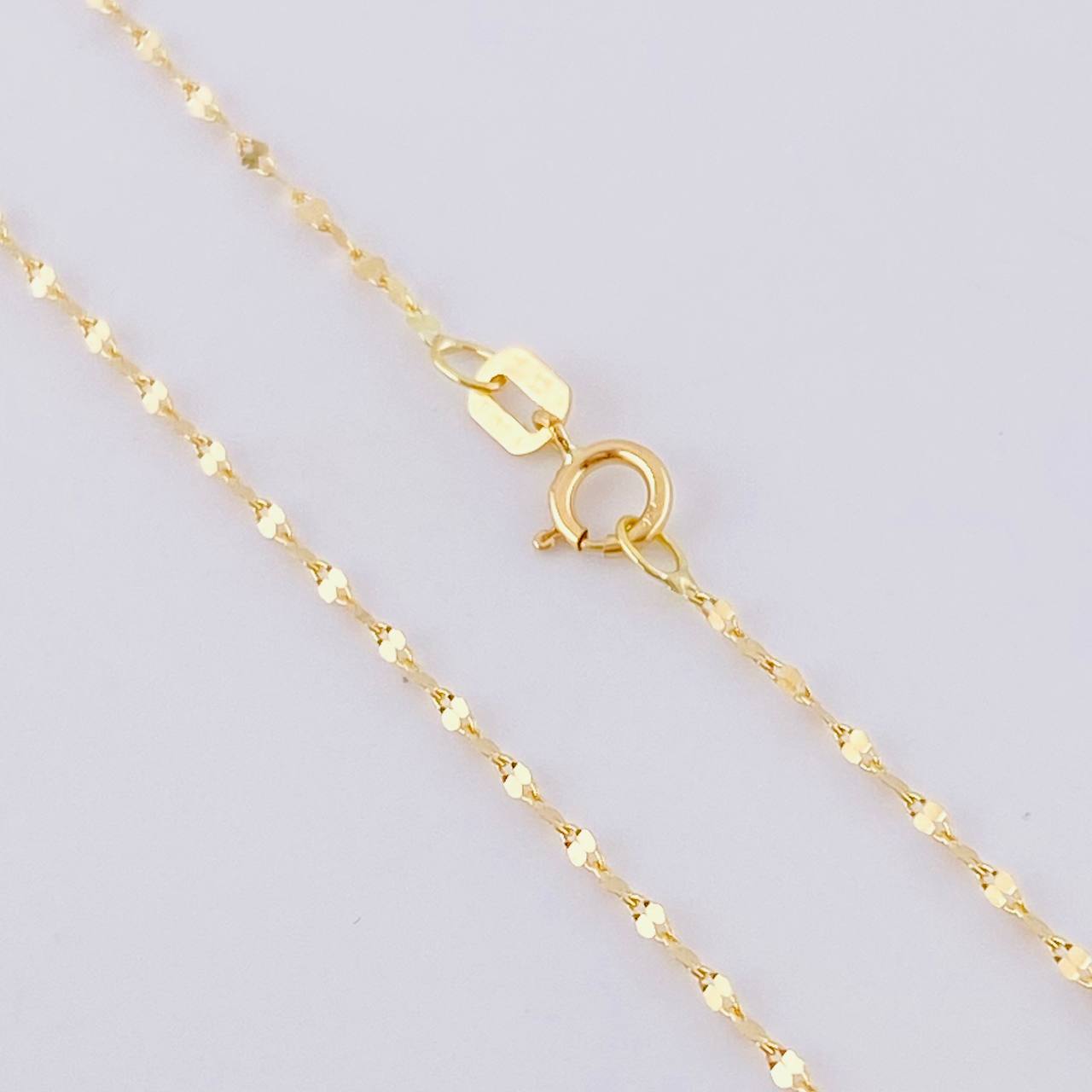 Set Mirror Flower Chain + Plain Cross Pendant / 1gr / 17 3/4 in 18K Yellow Gold