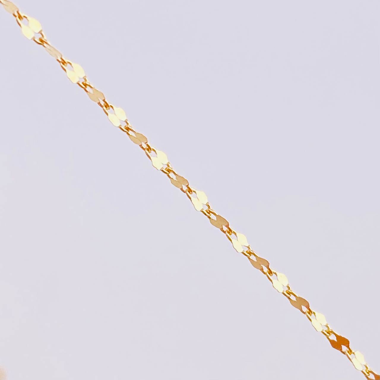 Set Mirror Flower Chain + Plain Cross Pendant / 1gr / 17 3/4 in 18K Yellow Gold