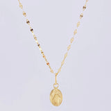 Set Mirror Flower Chain + Pendant Miraculous Virgin / 1.35gr / 17 3/4 in 18K Yellow Gold
