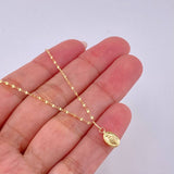 Set Mirror Flower Chain + Pendant Miraculous Virgin / 1.35gr / 17 3/4 in 18K Yellow Gold