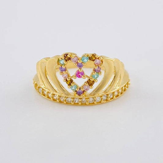 Anillo Corazon Corona 2.45 g / T7 Oro Amarillo 18K