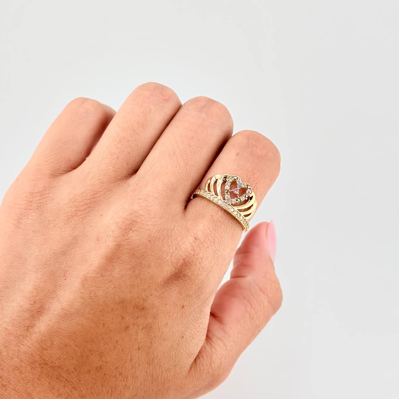Anillo Corazon Corona 2.45 g / T7 Oro Amarillo 18K