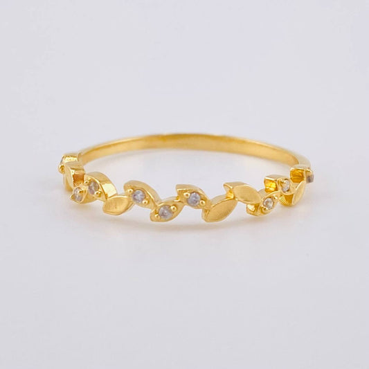 Anillo Ramillete De Hojas 1.35 g / T7 1/2 Oro Amarillo 18K