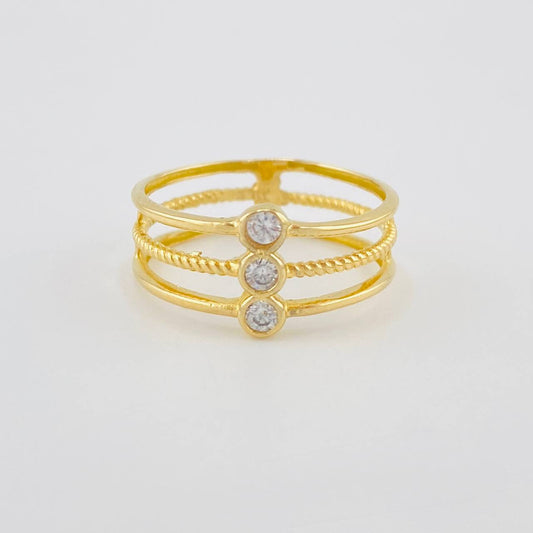 Anillo Triple Chispa 2.15 g / T6 1/2 Oro Amarillo 18K
