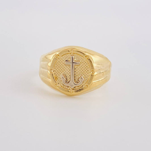 Anillo Ancla Marco Redondo 2.85 g / T11 1/2 Dos Oros Amarillo Blanco 18K