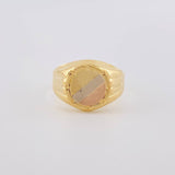 Anillo Sello Redondo Con Marco 3.25 g / T9 1/2 Tres Oros 18K