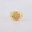 Anillo Sello Redondo Con Marco 3 g / T9 3/4 Tres Oros 18K
