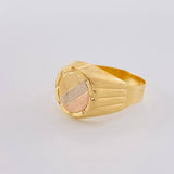Anillo Sello Redondo Con Marco 3.05 g / T10 Tres Oros 18K