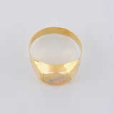 Anillo Sello Redondo Con Marco 3.25 g / T9 1/2 Tres Oros 18K