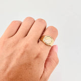 Anillo Sello Redondo Con Marco 3.25 g / T9 1/2 Tres Oros 18K