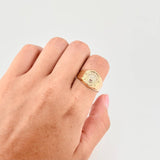 Anillo Sello Corona Redondo 2.9 g / T10 1/2 Dos Oros Amarillo Blanco 18K