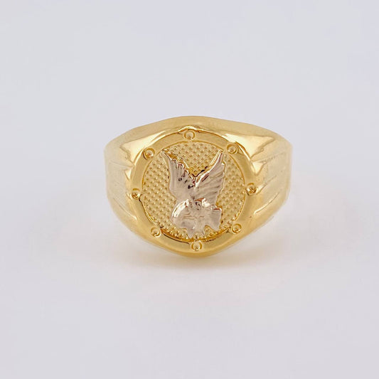 Anillo Aguila Marco Redondo 2.75 g / T8 3/4 Dos Oros Amarillo Blanco 18K