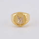 Anillo Aguila Marco Redondo 2.75 g / T8 3/4 Dos Oros Amarillo Blanco 18K