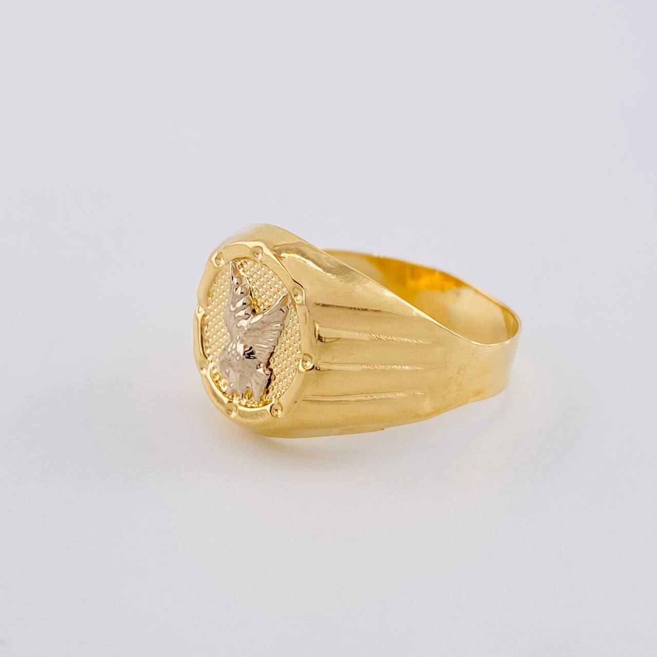 Anillo Aguila Marco Redondo 2.75 g / T8 3/4 Dos Oros Amarillo Blanco 18K